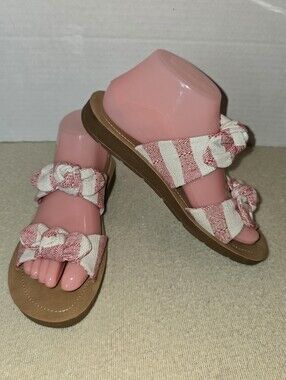 Corkys Take Abow Striped red/white Knot Slide Sandals size 7